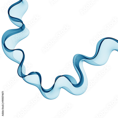 Abstract dark blue wave of transparent lines in the form of smoke. png