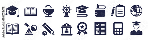 education icon set collection for documents websites