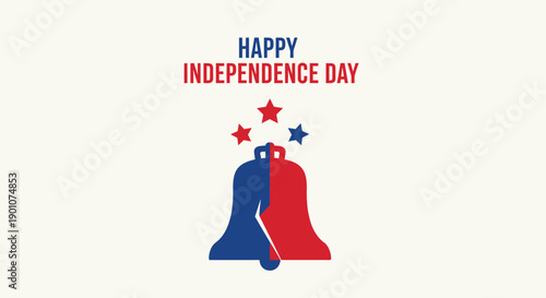 Independence Day patriotic bell icon with stars, Happy 4th of July vector illustration for banner or poster, Isolated on transparent background, png