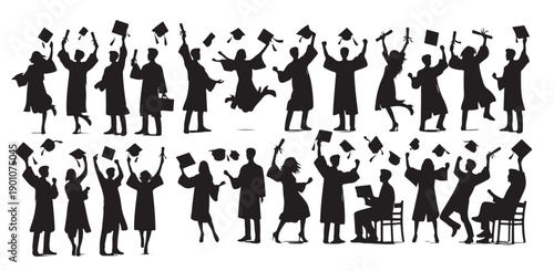 graduate students celebration collection set in different pose