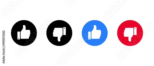 Simple like and dislike icon in circle. Thumbs up and down symbol. Positive and negative feedback sign