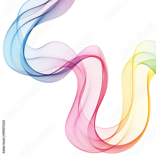Abstract multicolored wave with a smooth transition from blue to yellow color. png