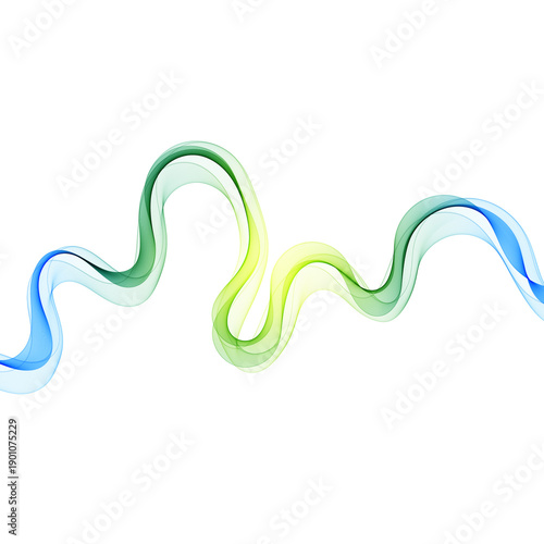 Abstract blue-green wave of thin lines with a gradient transition. png