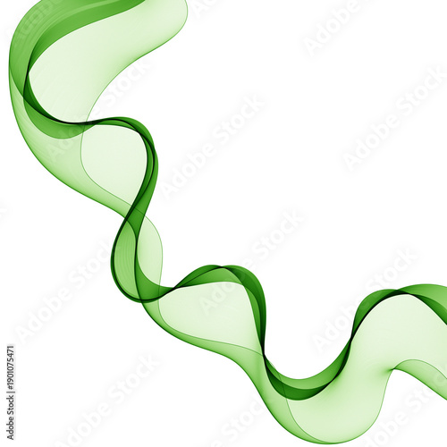 Abstract bright green wave of translucent lines. png