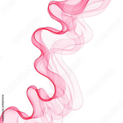 Abstract bright red wave of translucent lines. png