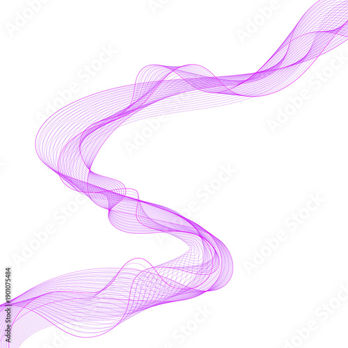 Abstract purple wave of translucent lines on a black background. png