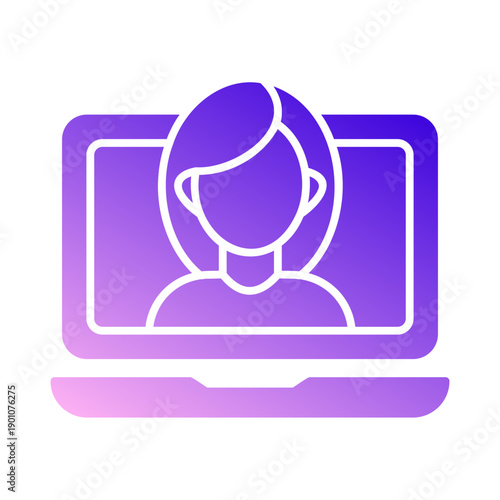 Laptop with a woman’s face inside