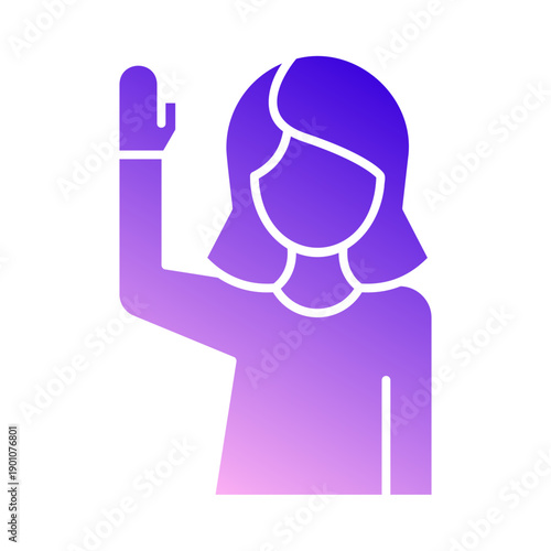 Woman raising one hand