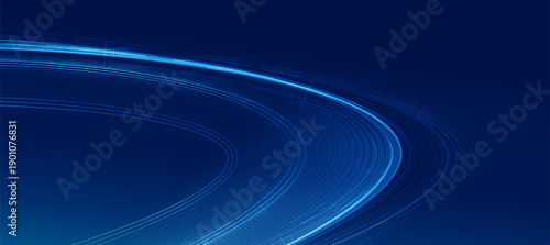 Futuristic digital blue glowing line technology wth innovation and connection network background for tech event poster or presentation product business