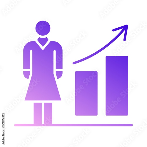 Woman standing in front of an upward graph