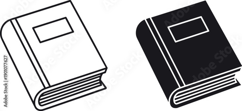 Black and white book and black folder vector illustration