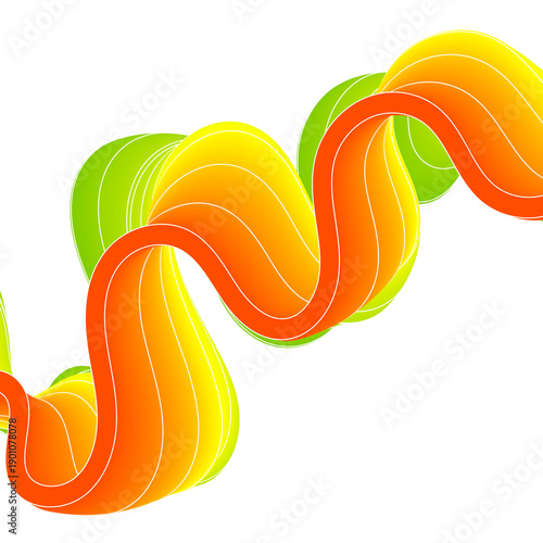 Abstract 3d wave in bright orange and yellow colors on black background. png