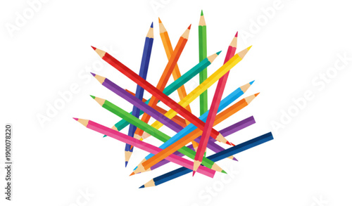 Colorful School Pencil Vector Illustration Set in Solid Flat Style