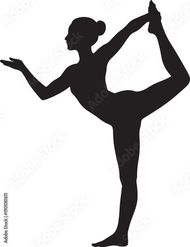 Silhouette of a Woman Performing Natarajasana or Lord of the Dance Yoga Pose for Balance and Grace

