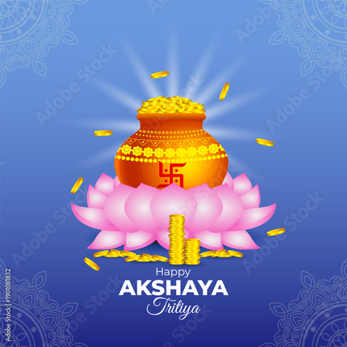 Vector illustration of Happy Akshaya Tritiya social media template