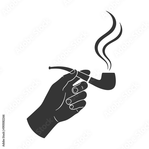 パイプを持つ手のシルエットアイコン