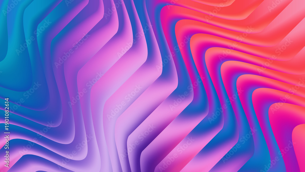 Fototapeta premium Abstract flowing lines in vibrant shades of blue pink and red
