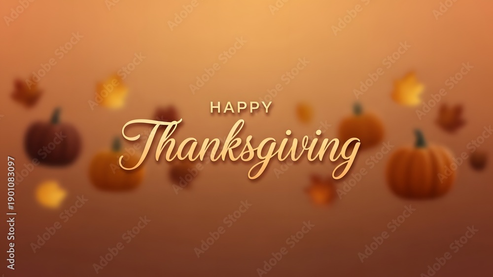 Naklejka premium Warm Happy Thanksgiving greeting with pumpkins and leaves