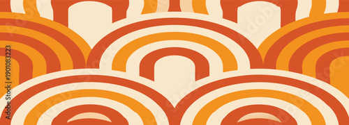 Geometric Pattern Arcs in Orange Beige Colors on a vector