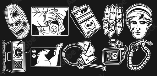 Urban streetwear vector elements design. Hand drawn streetwear design for clothing, posters and apparel