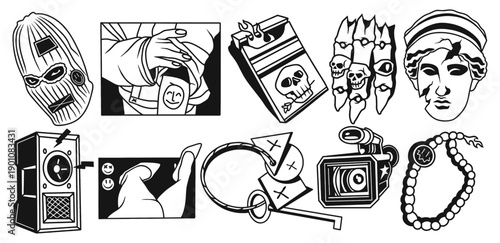 Urban streetwear vector elements design. Hand drawn streetwear design for clothing, posters and apparel