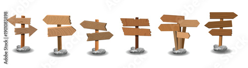 Set of signboard wood vector illustration 