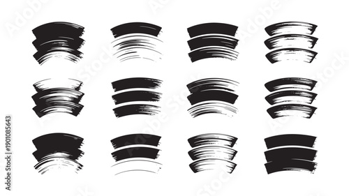 Black and white stack of metallic washers in organized rows on plain background for industrial manufacturing