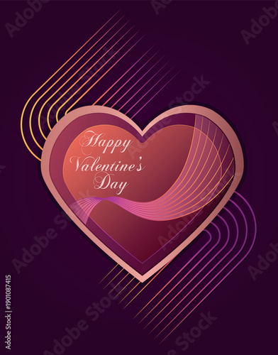 Valentine heart with dynamic glowing lines