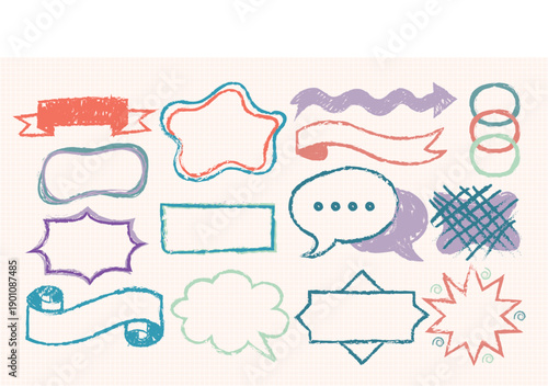 Set of Doodle style graphic shapes in editable vector format