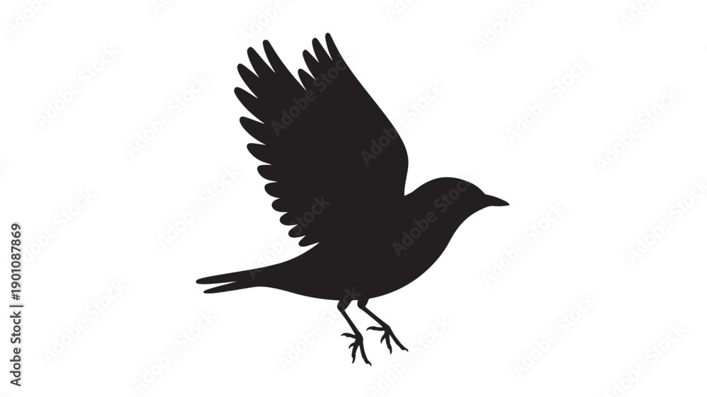 Fototapeta premium Flying bird silhouette in minimalist style with black color and simple texture for logo design