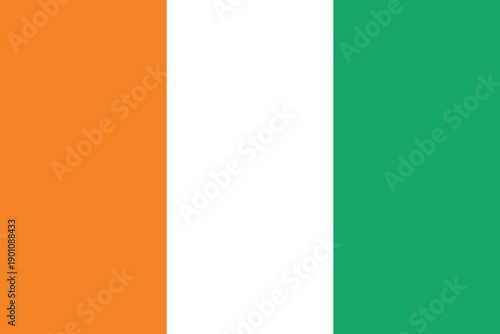 Flag of Cote d’Ivoire. National symbol in official colors. Template icon. Abstract vector background.