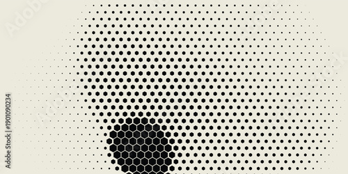 Hexagon Shapes Vector Abstract Geometric Technology Retrowave Sci-Fi Texture Isolated on Light Background. Halftone Hex Retro Simple Pattern. Eps10