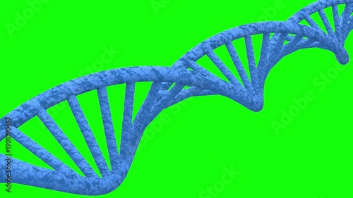 Concept of biochemistry with dna molecule on green background. Isolated 3D illustration