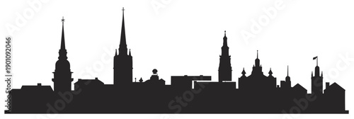 copenhagen city skyline silhouette isolated on a white
