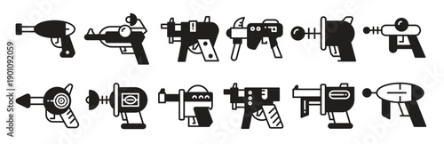  comic space gun and ray gun icons