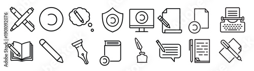 copyrighting icon vector set copy writing illustration sign