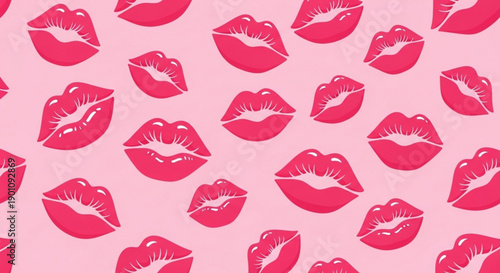 Vibrant Pink Kiss Lips Seamless Pattern