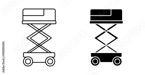 Scissor Lift Work Platform Line Icon