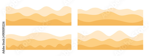 Set of sand waves separation shape, border, divider for website