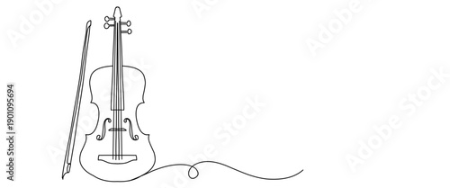 violin line art style drawing. Vector eps