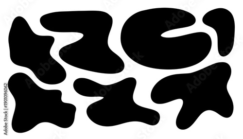 Versatile black organic blob shapes with smooth, liquid edges. Ideal for minimalist branding, modern posters, and abstract pattern creation in contemporary graphic design