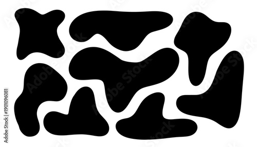Versatile black organic blob shapes with smooth, liquid edges. Ideal for minimalist branding, modern posters, and abstract pattern creation in contemporary graphic design