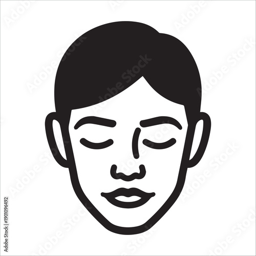 A serene cartoon face with closed eyes and a peaceful expression