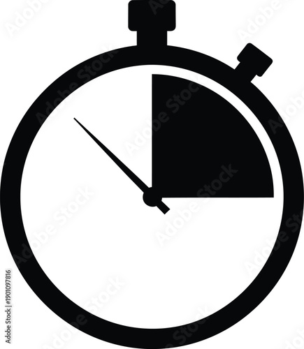 Flat Design Stopwatch Silhouette Minimalist Style