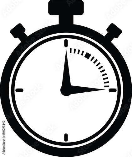 Minimalist Stopwatch Silhouette on White Background