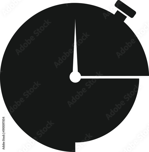Modern Flat Stopwatch Illustration Black and White