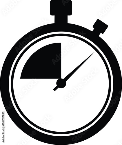 Stopwatch Silhouette with Quarter Hand Segment
