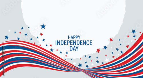 Patriotic ribbon banner with stars, Happy Independence Day vector illustration, for banner or poster