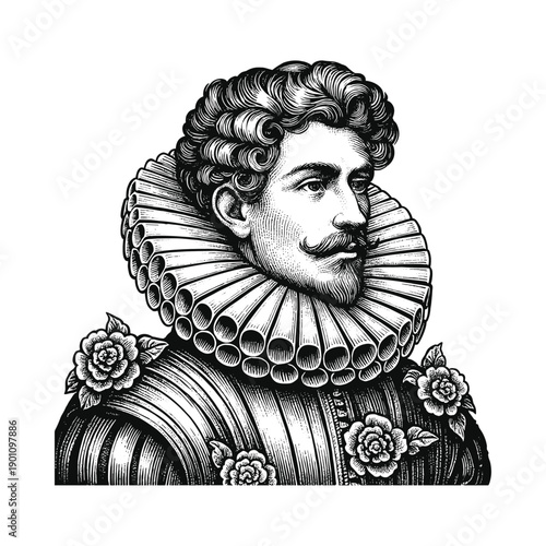 Renaissance Gentleman Portrait – Historical Engraving Style