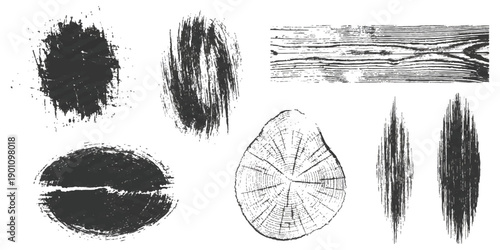 Collection of grunge distressed textures and splatters for graphic design elements and backgrounds